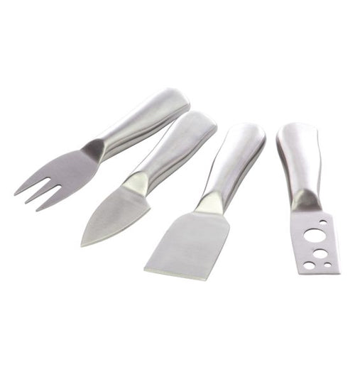 True Quartet Cheese Tool Set, Brushed Stainless Steel, Cheese Knives,  Cheese Forks, Dishwasher Safe, Set of 4