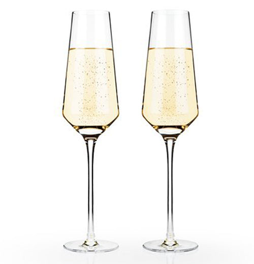 Raye Crystal Champagne Flutes (Set of 2) by Viski - Coaltrain Fine Wine, Craft Beer