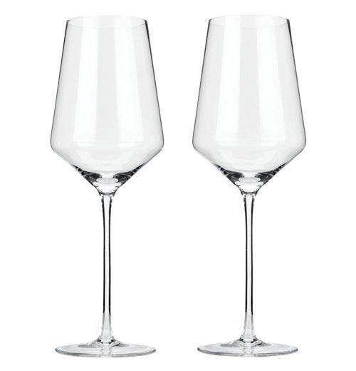 Viski Raye Angled Crystal Bordeaux Glasses (Set of 2)