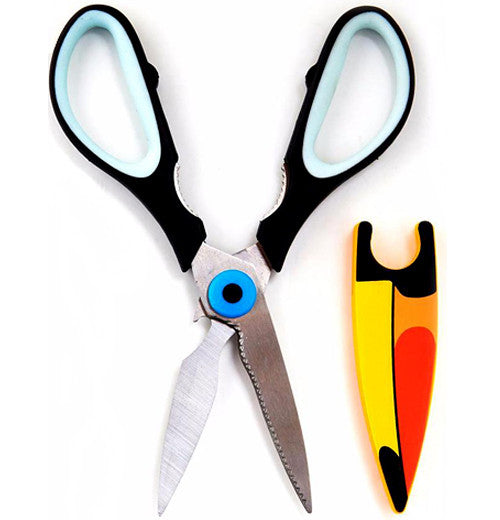 1 Kikkerland Toucan Bird Kitchen Shears Scissors Magnetic Cover Steel Blades